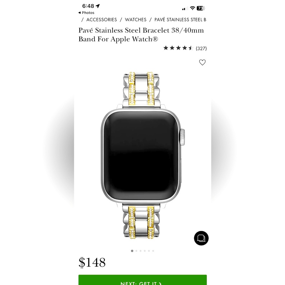 NEW Kate Spade Pave Stainless Steel Apple Watch band 38/40mm